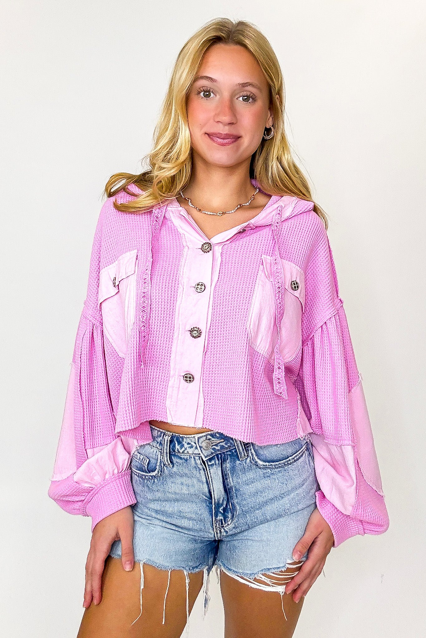 Desert Mornings Thermal Button Down Hooded Shacket - Madison and Mallory