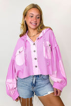 Desert Mornings Thermal Button Down Hooded Shacket - FINAL SALE - Madison and Mallory