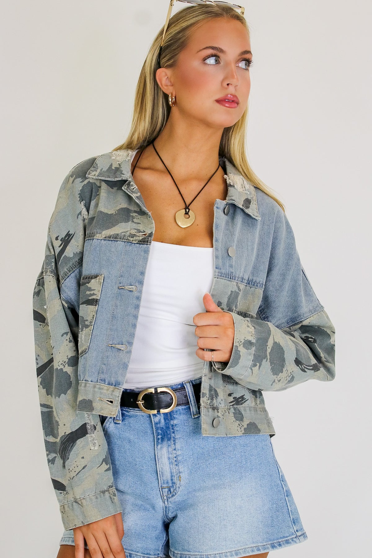 Desert Rebel Vintage Camo Denim Jacket - Madison and Mallory