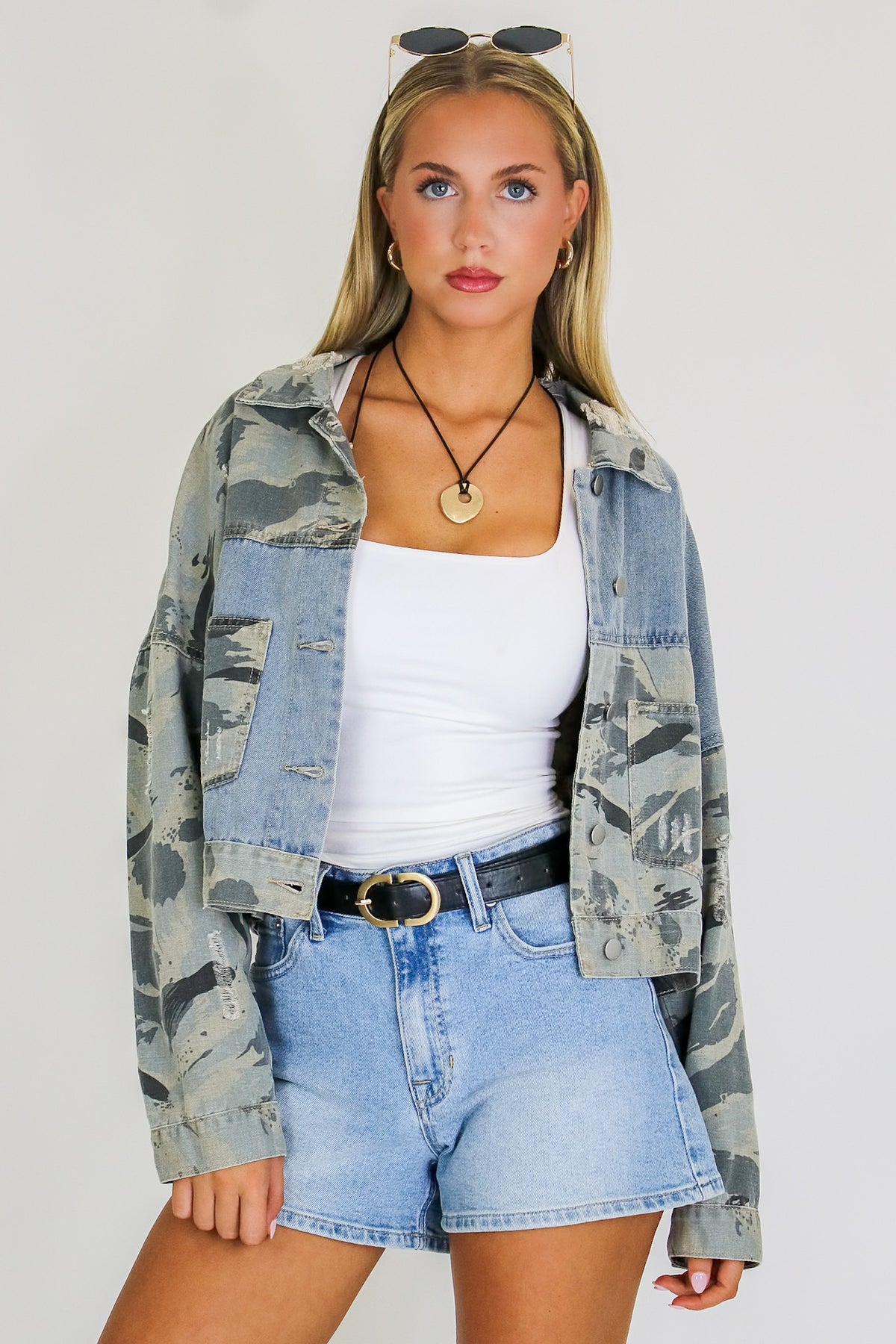 Desert Rebel Vintage Camo Denim Jacket - Madison and Mallory