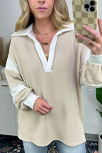 Destah Ribbed Collared Colorblock Top - FINAL SALE - Madison and Mallory