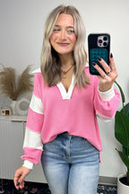  Destah Ribbed Collared Colorblock Top - FINAL SALE - Madison and Mallory