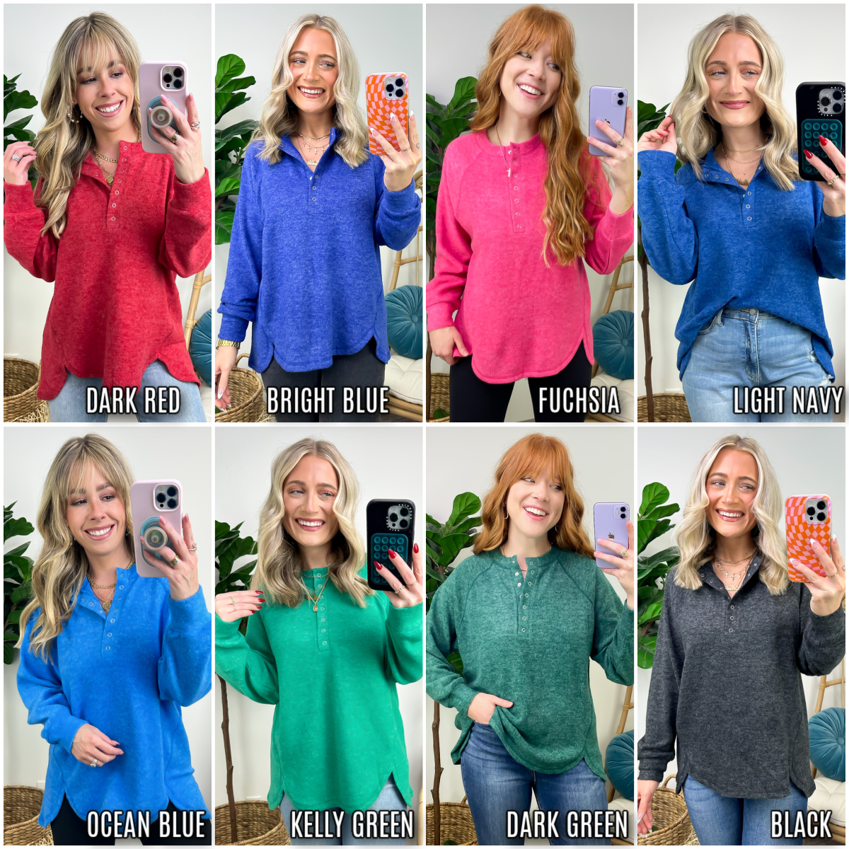  Diannah Brushed Knit Relaxed Henley Top - BACK IN STOCK - Madison and Mallory