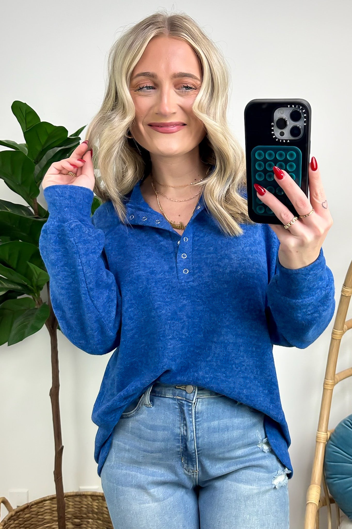 Diannah Brushed Knit Relaxed Henley Top - BACK IN STOCK - Madison and Mallory