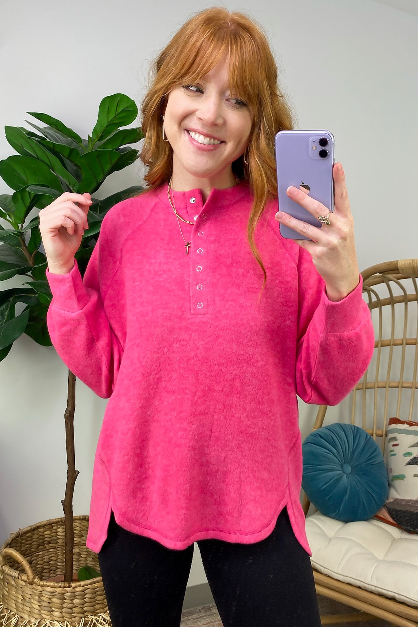  Diannah Brushed Knit Relaxed Henley Top - BACK IN STOCK - Madison and Mallory