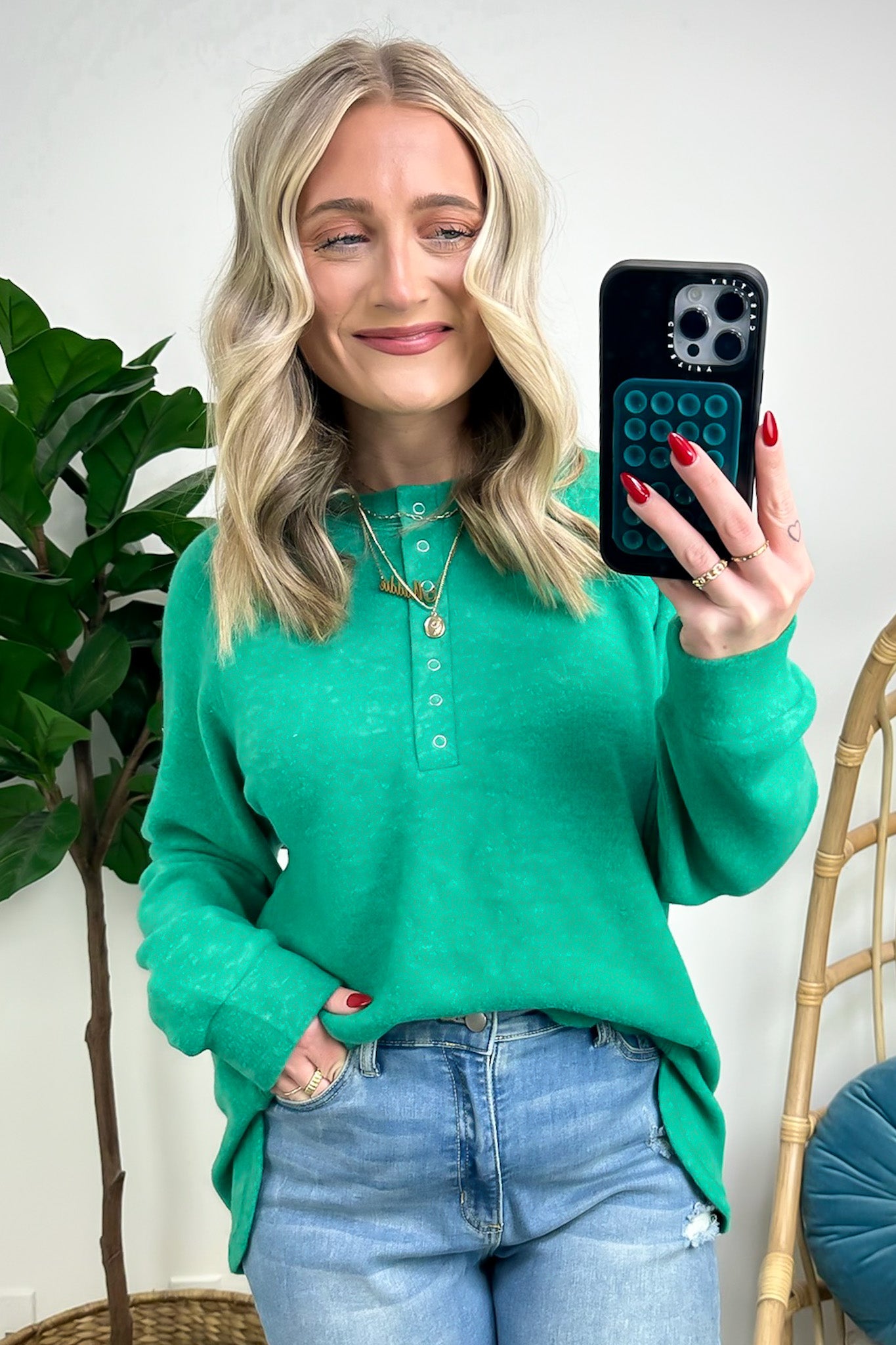 Diannah Brushed Knit Relaxed Henley Top - BACK IN STOCK - Madison and Mallory