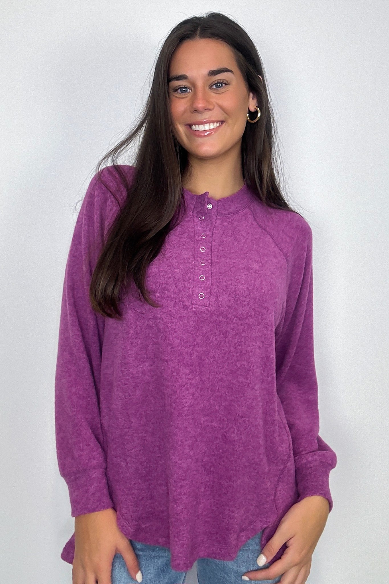  Diannah Brushed Knit Relaxed Henley Top - BACK IN STOCK - Madison and Mallory