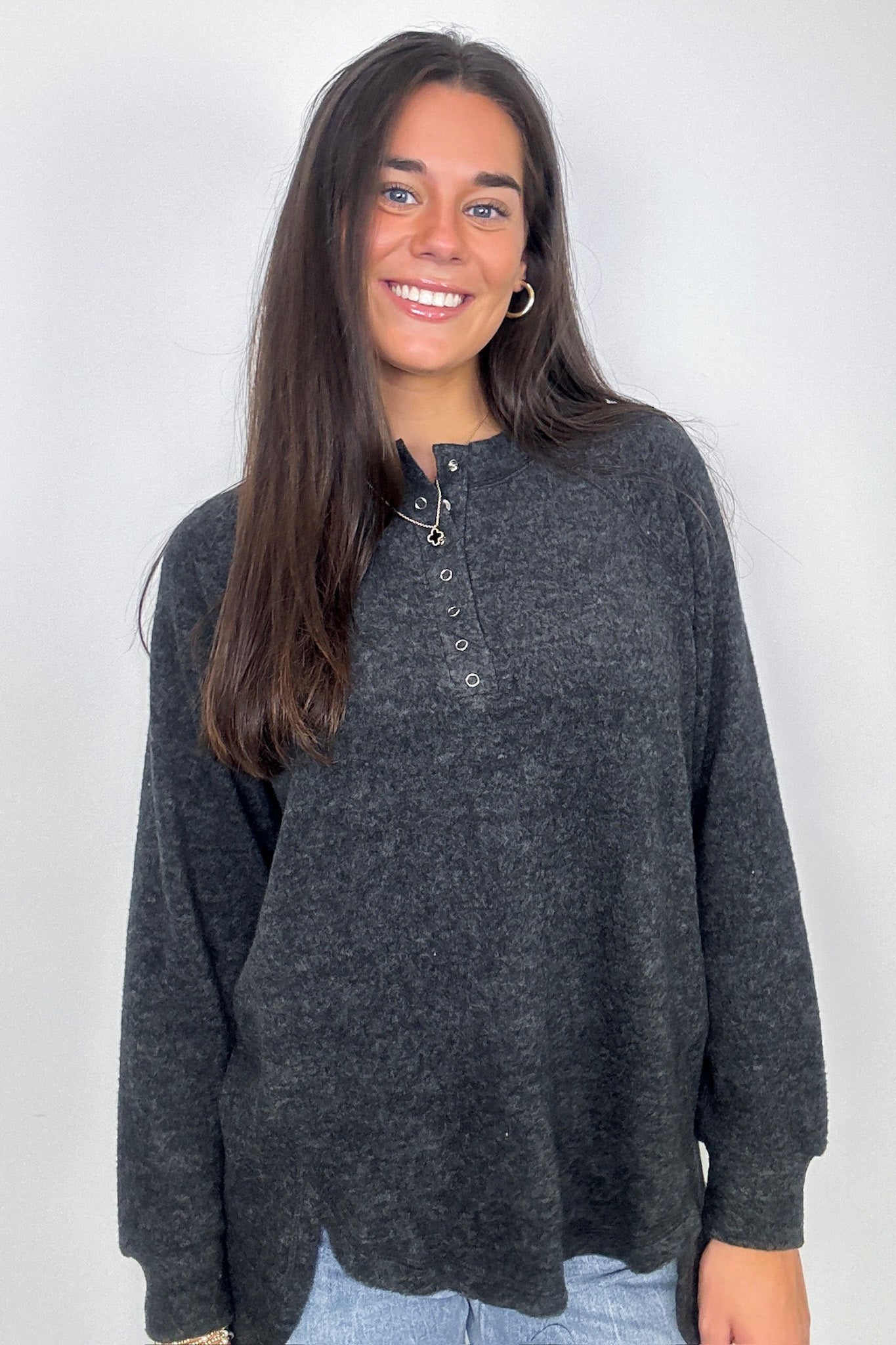  Diannah Brushed Knit Relaxed Henley Top - BACK IN STOCK - Madison and Mallory