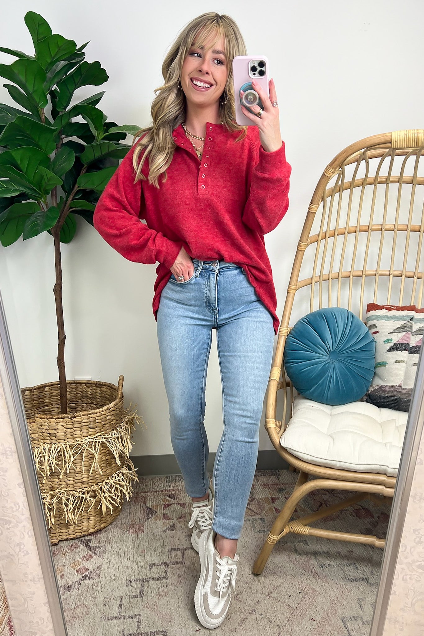  Diannah Brushed Knit Relaxed Henley Top - BACK IN STOCK - Madison and Mallory
