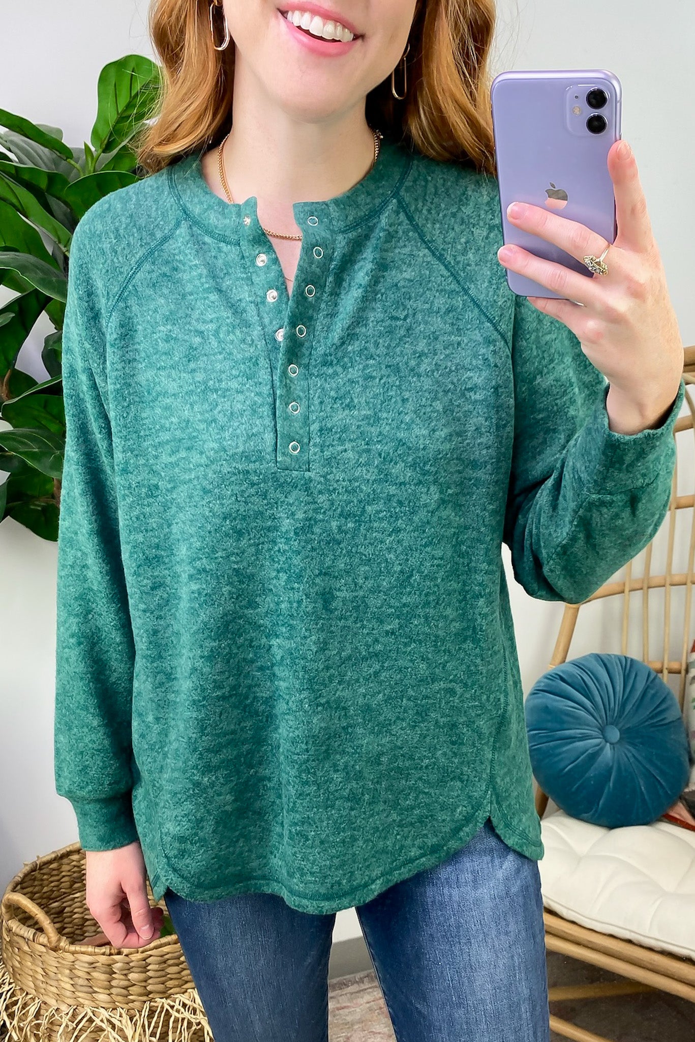  Diannah Brushed Knit Relaxed Henley Top - BACK IN STOCK - Madison and Mallory
