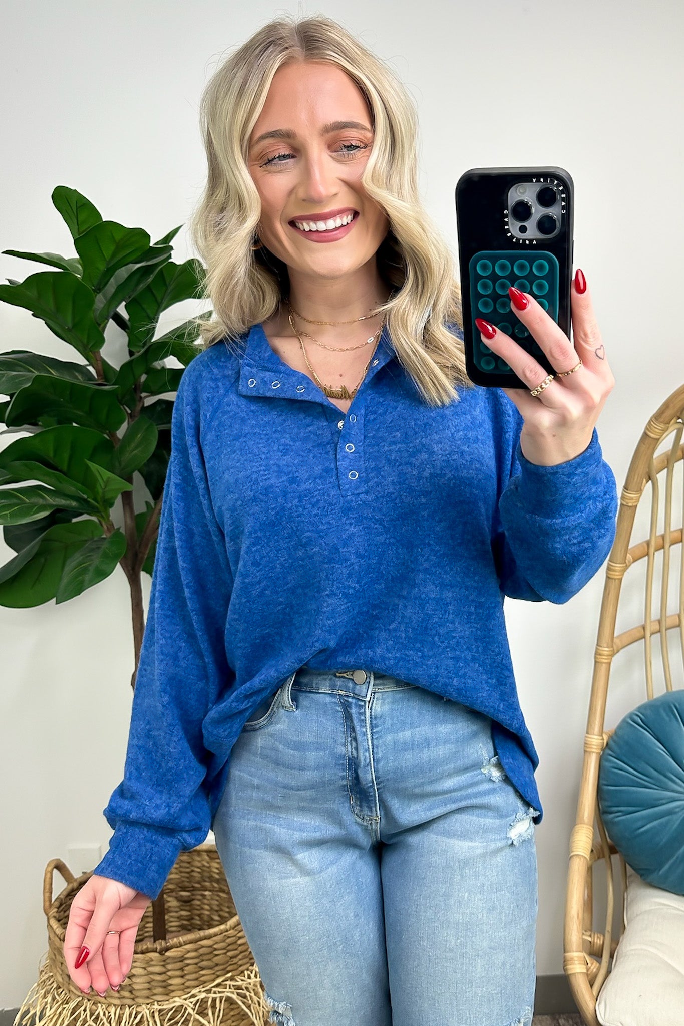  Diannah Brushed Knit Relaxed Henley Top - BACK IN STOCK - Madison and Mallory