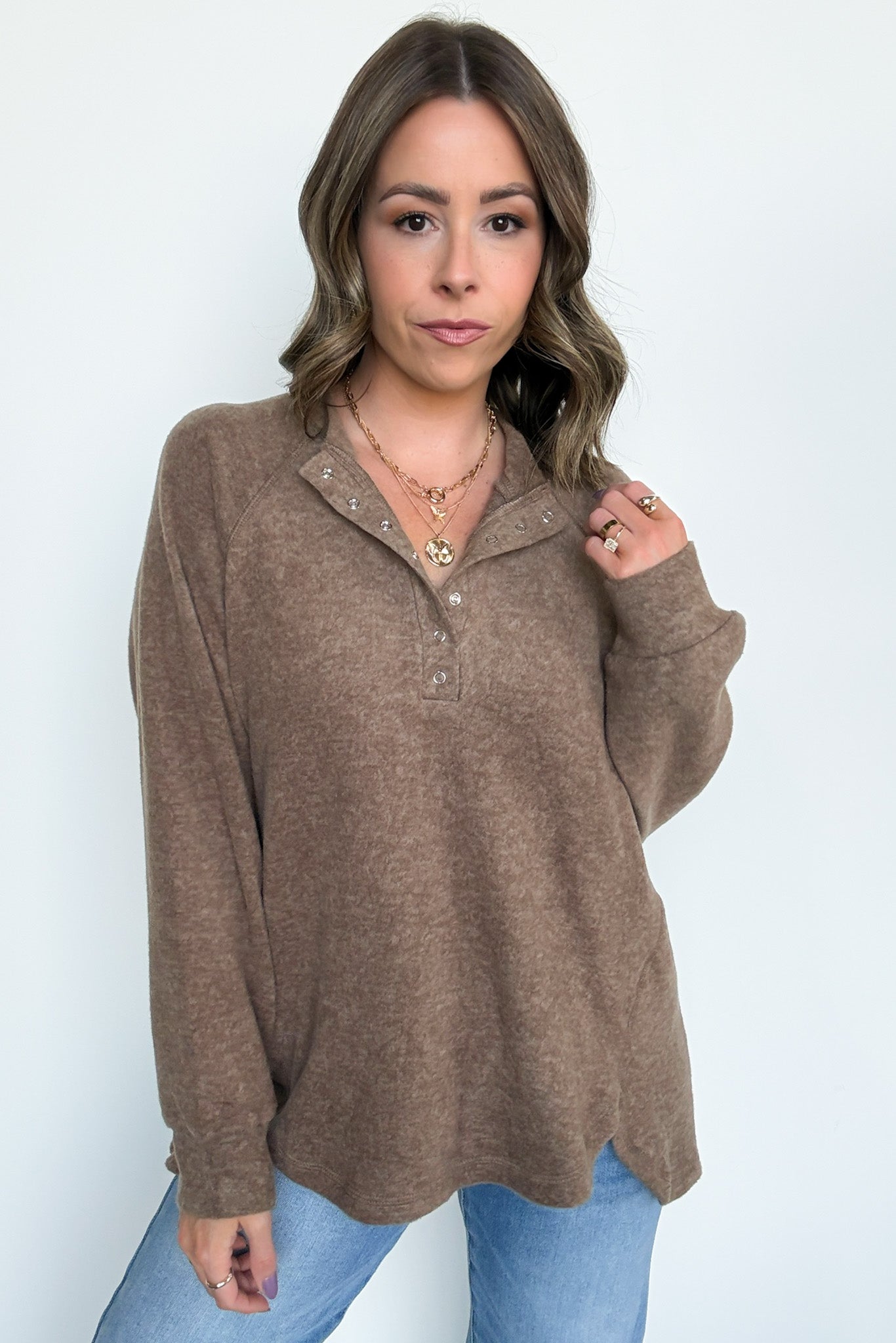  Diannah Brushed Knit Relaxed Henley Top - BACK IN STOCK - Madison and Mallory