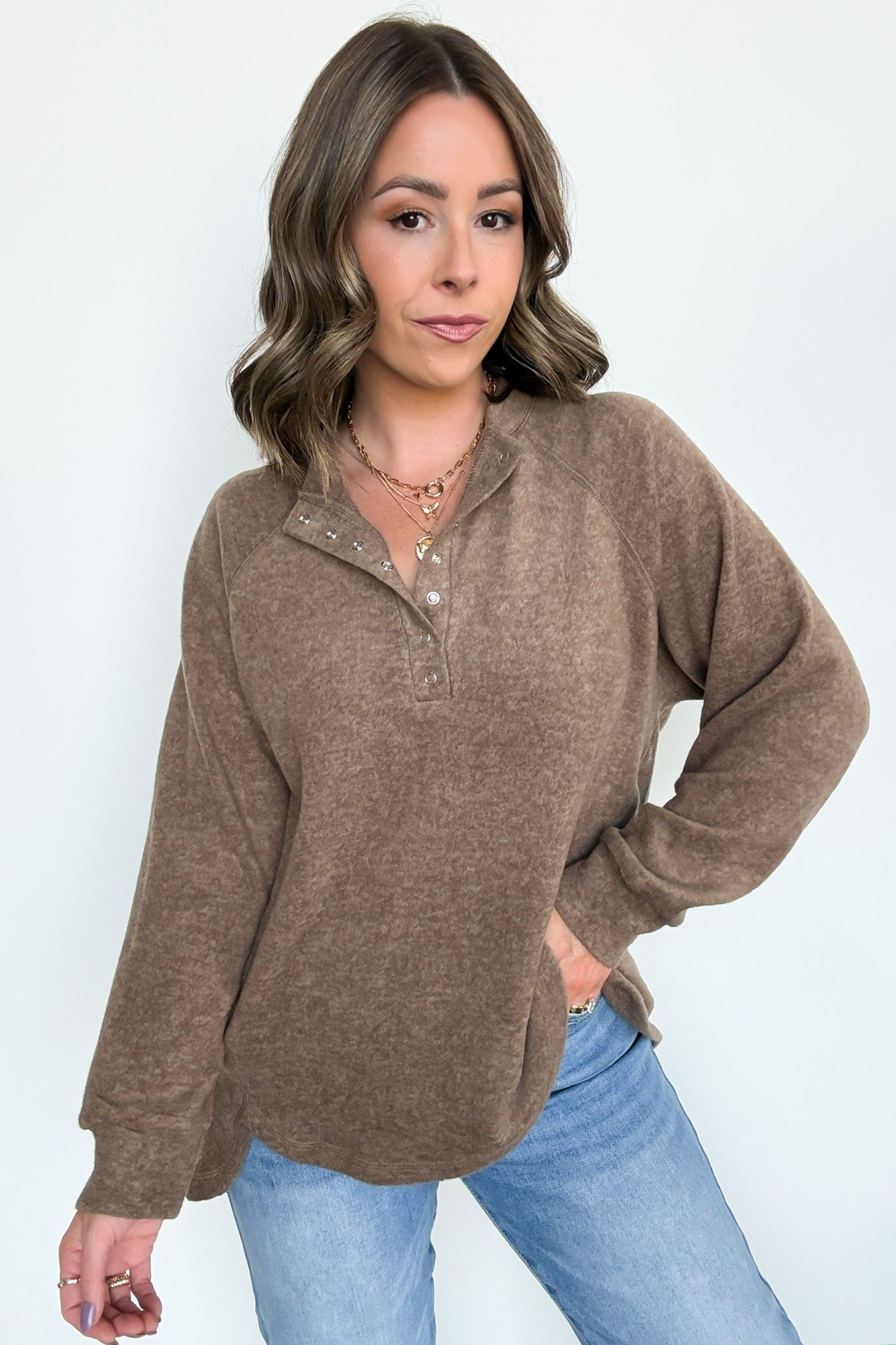  Diannah Brushed Knit Relaxed Henley Top - BACK IN STOCK - Madison and Mallory