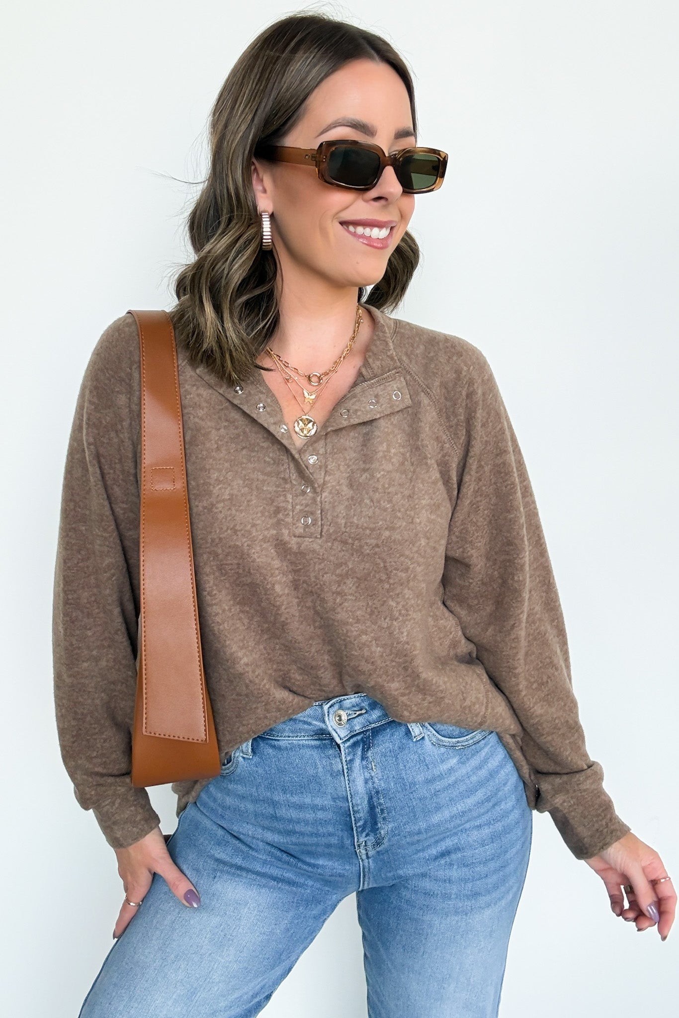  Diannah Brushed Knit Relaxed Henley Top - BACK IN STOCK - Madison and Mallory