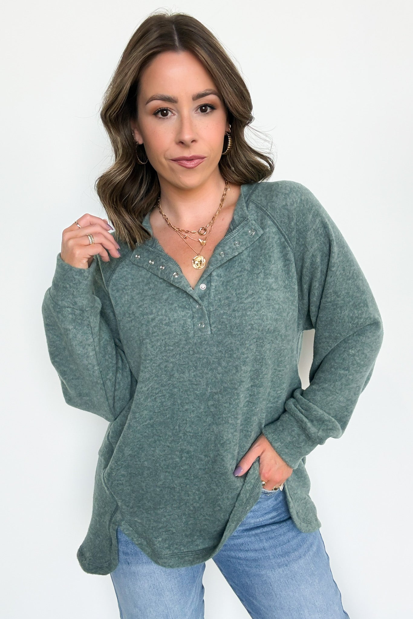  Diannah Brushed Knit Relaxed Henley Top - BACK IN STOCK - Madison and Mallory