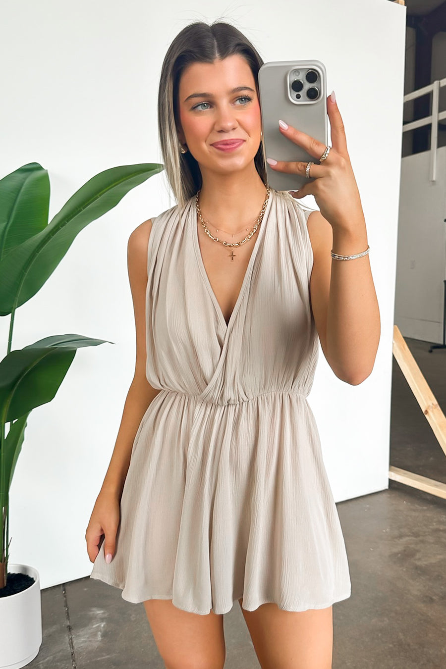  Dignified Beauty Draped Tie Back Romper - Madison and Mallory