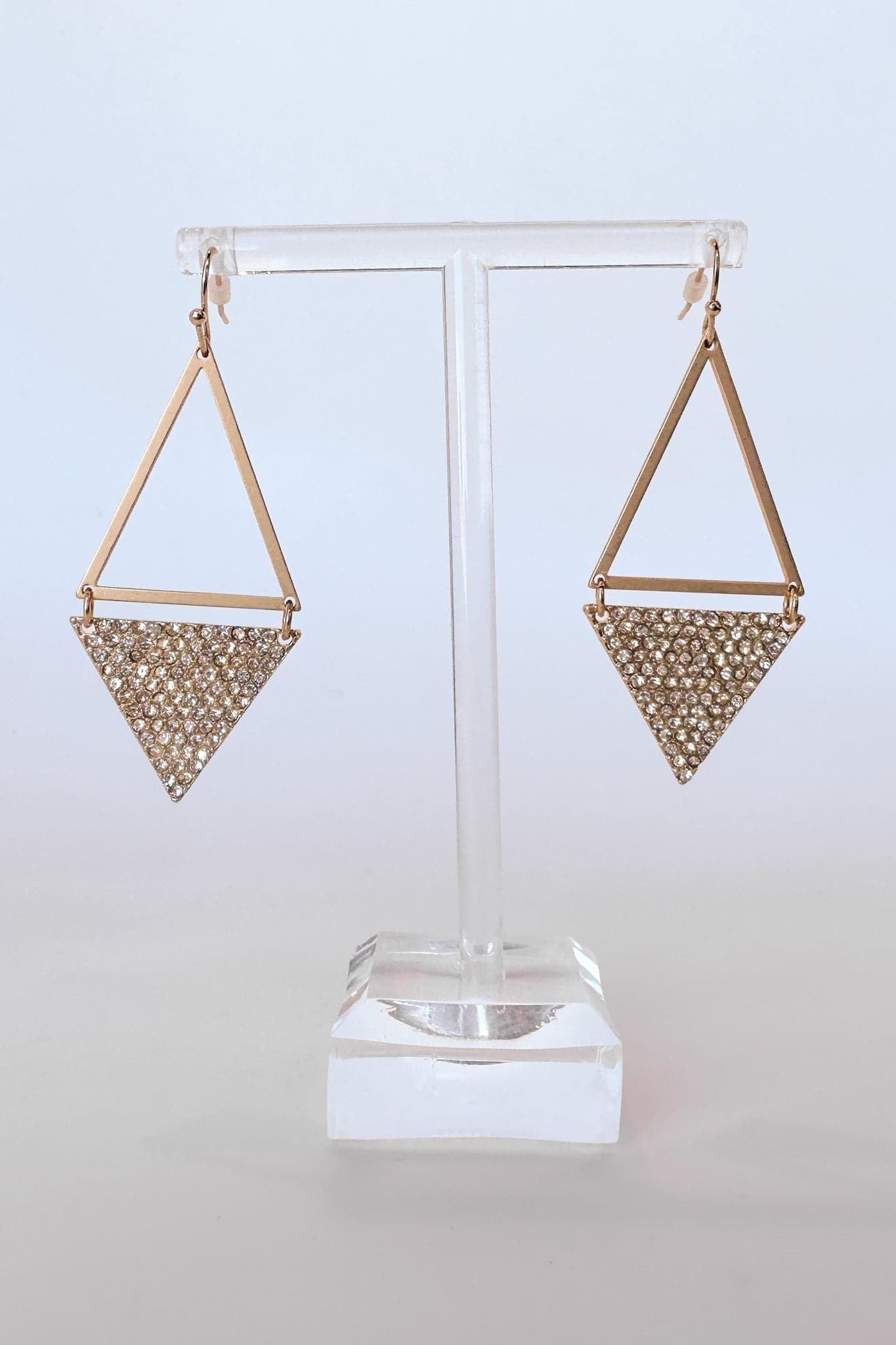 Gold Diva Days Geo Crystal Pave Drop Earrings - Madison and Mallory