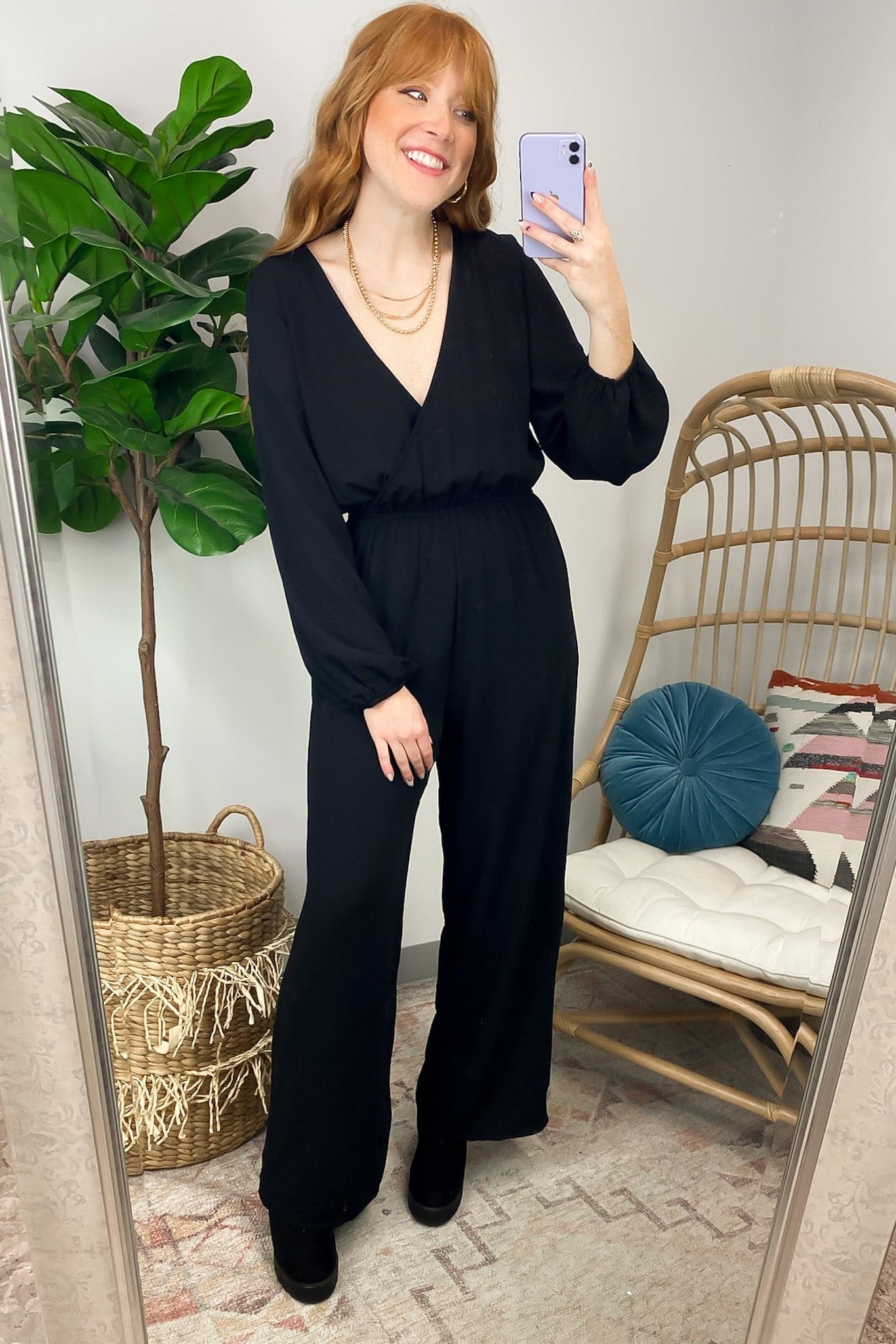  Divine Muse Wide Leg Surplice Jumpsuit - Madison and Mallory