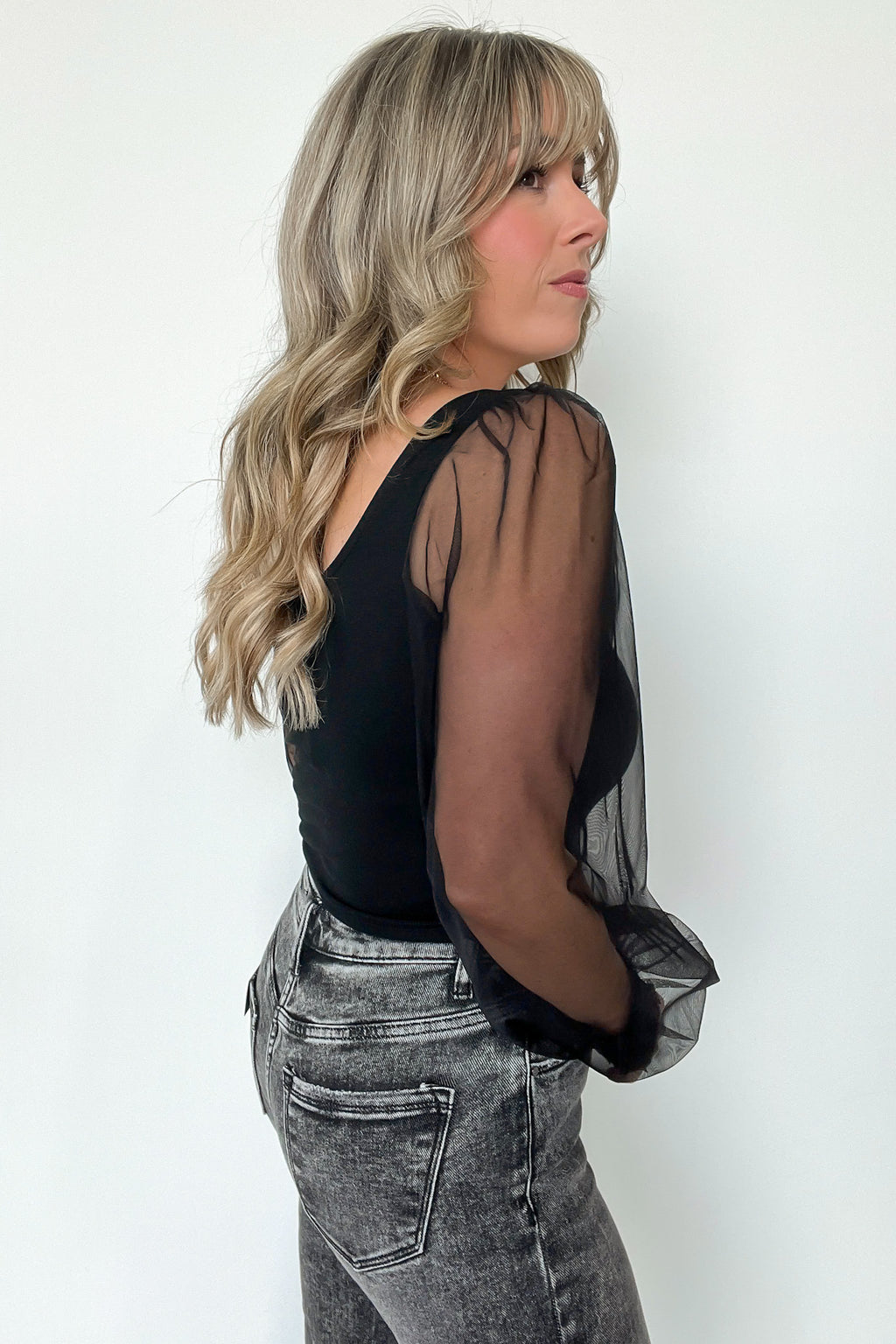  Divinely Dreamy Square Neck Mesh Puff Sleeve Top - FINAL SALE - Madison and Mallory
