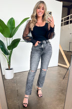  Divinely Dreamy Square Neck Mesh Puff Sleeve Top - FINAL SALE - Madison and Mallory