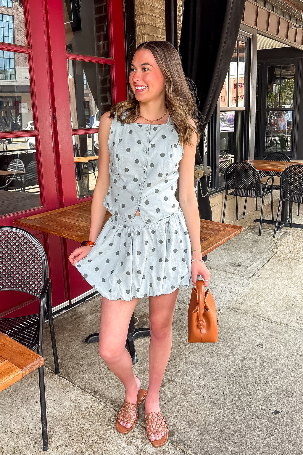 Dotty Dream Vest and Bubble Hem Skirt Set - Madison and Mallory