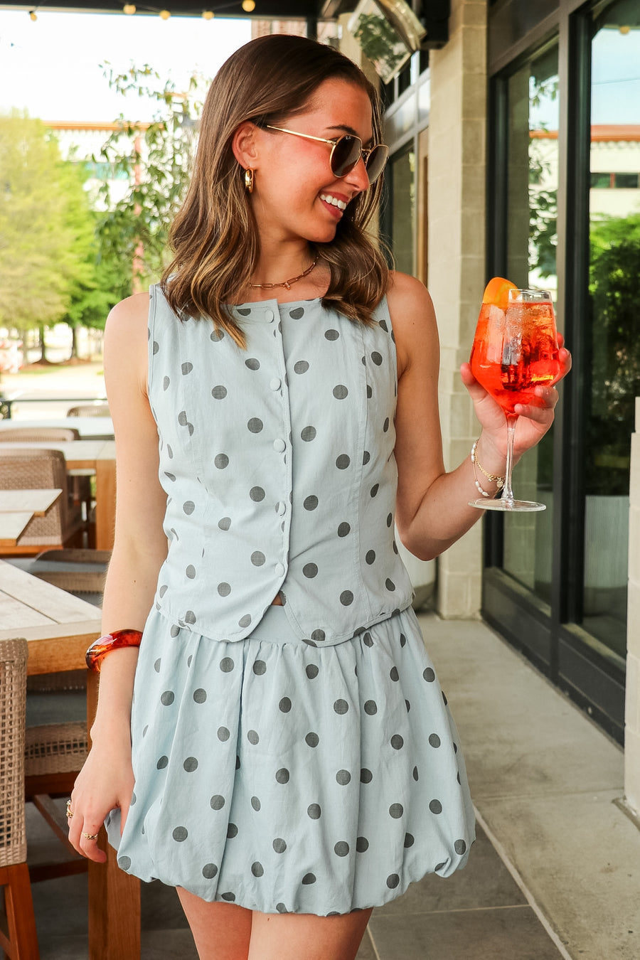 Dotty Dream Vest and Bubble Hem Skirt Set - Madison and Mallory