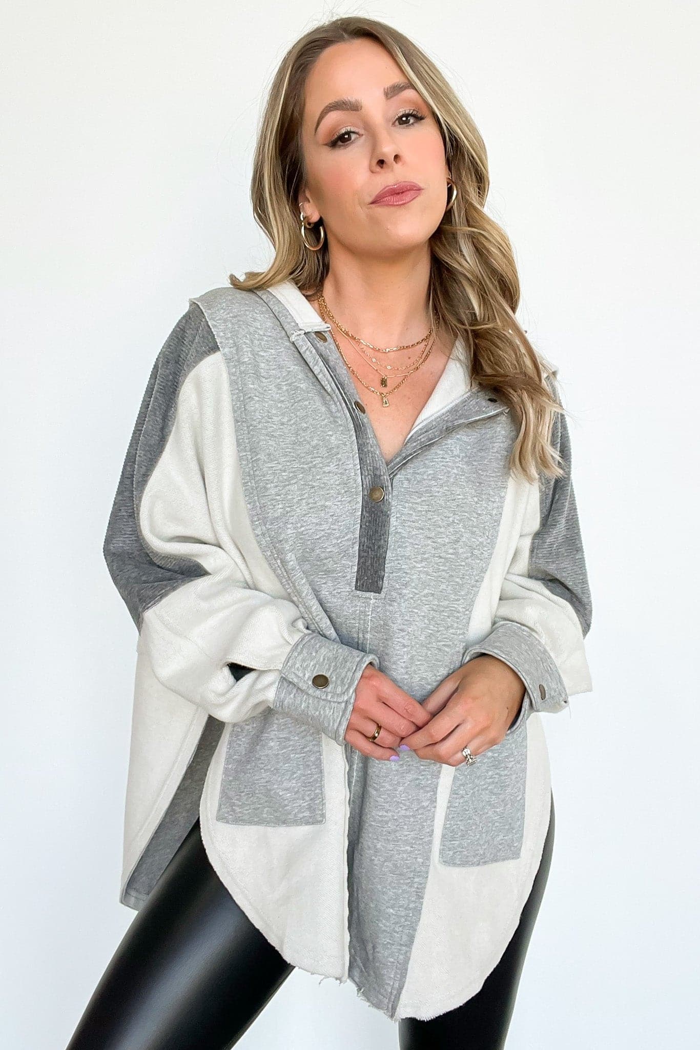 Dove Oversized Henley Pullover - BACK IN STOCK · Madison + Mallory