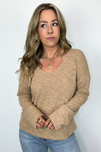 Downtime V-Neck Hacci Knit Top - FINAL SALE - Madison and Mallory