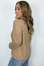 Downtime V-Neck Hacci Knit Top - FINAL SALE - Madison and Mallory