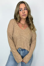 Downtime V-Neck Hacci Knit Top - FINAL SALE - Madison and Mallory