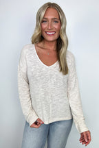 Downtime V-Neck Hacci Knit Top - FINAL SALE - Madison and Mallory