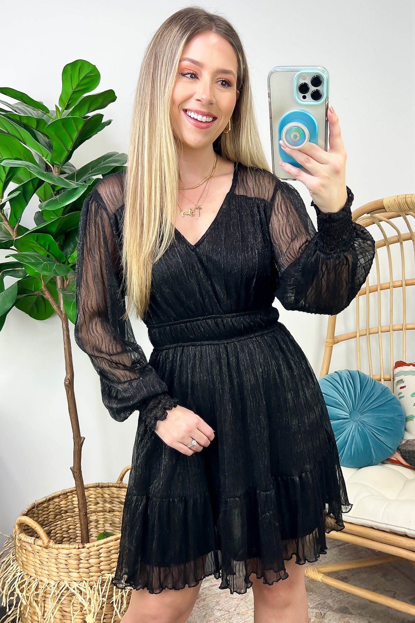  Dramatic Persona Glitter Shirred Dress - Madison and Mallory