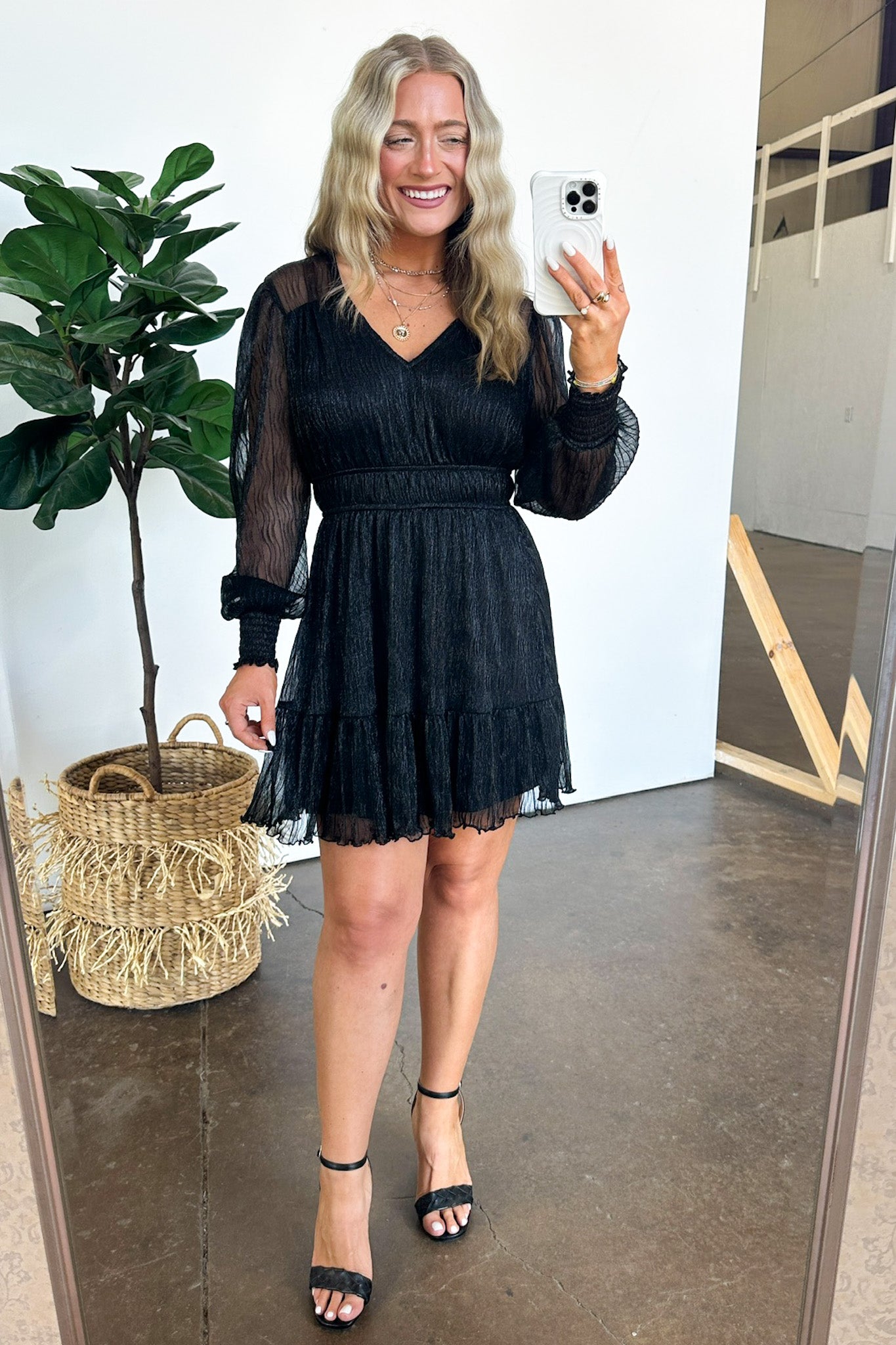 Dramatic Persona Glitter Shirred Dress - FINAL SALE - Madison and Mallory