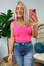  Dream Weekend Acid Wash Two-Way Neckline Tank Top - FINAL SALE - Madison and Mallory