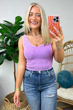  Dream Weekend Acid Wash Two-Way Neckline Tank Top - FINAL SALE - Madison and Mallory