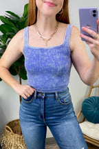  Dream Weekend Acid Wash Two-Way Neckline Tank Top - FINAL SALE - Madison and Mallory