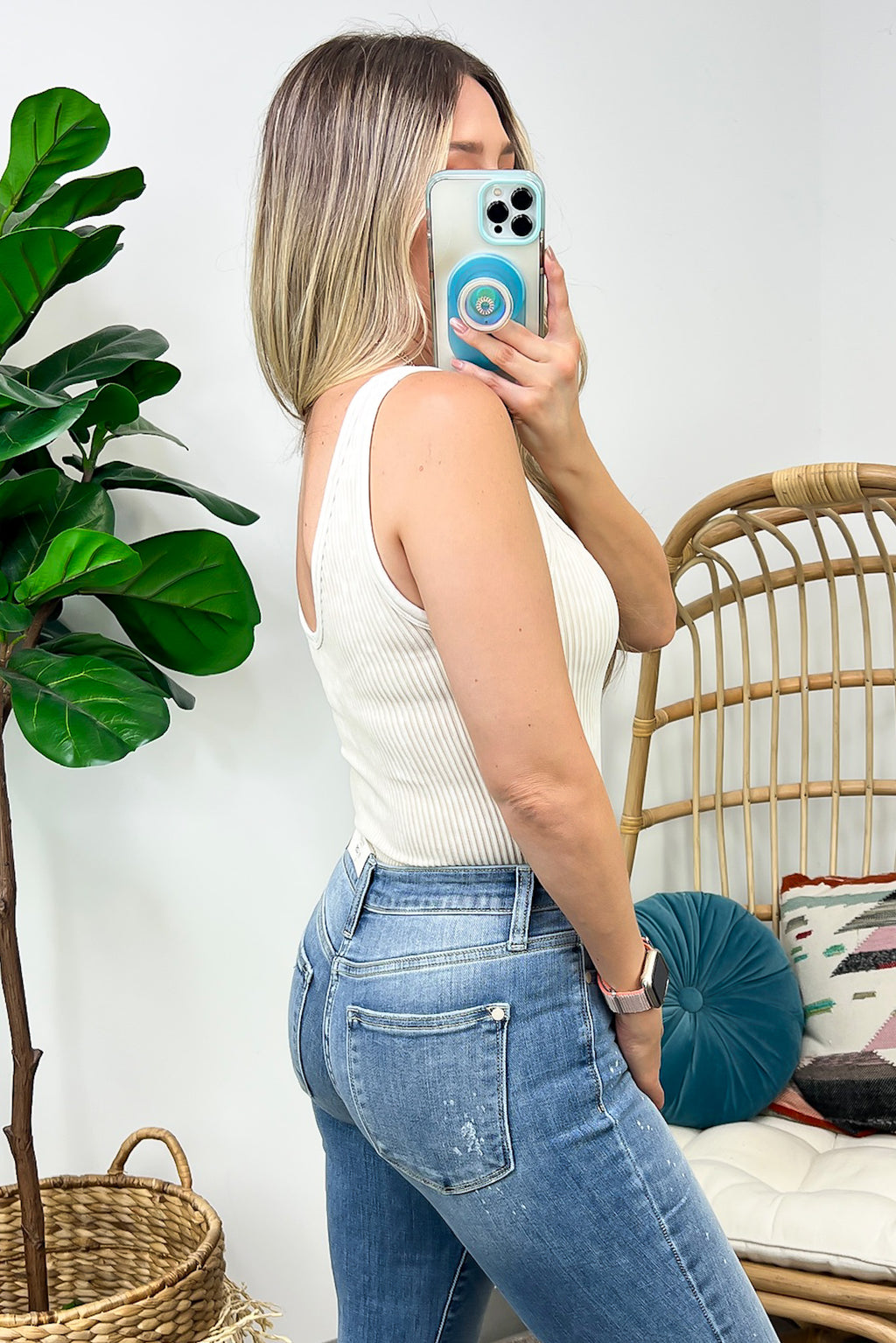  Dream Weekend Acid Wash Two-Way Neckline Tank Top - FINAL SALE - Madison and Mallory