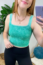  Dream Weekend Acid Wash Two-Way Neckline Tank Top - FINAL SALE - Madison and Mallory