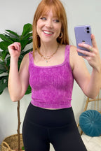 Light Plum / SM Dream Weekend Acid Wash Two-Way Neckline Tank Top - FINAL SALE - Madison and Mallory