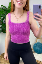  Dream Weekend Acid Wash Two-Way Neckline Tank Top - FINAL SALE - Madison and Mallory