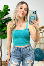  Dream Weekend Acid Wash Two-Way Neckline Tank Top - FINAL SALE - Madison and Mallory