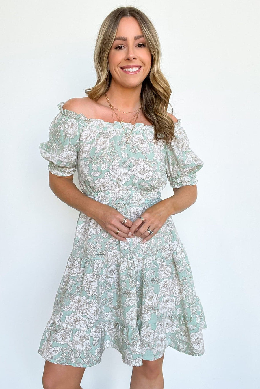  Dreamiest Darling Off Shoulder Ruffle Floral Dress - FINAL SALE - Madison and Mallory