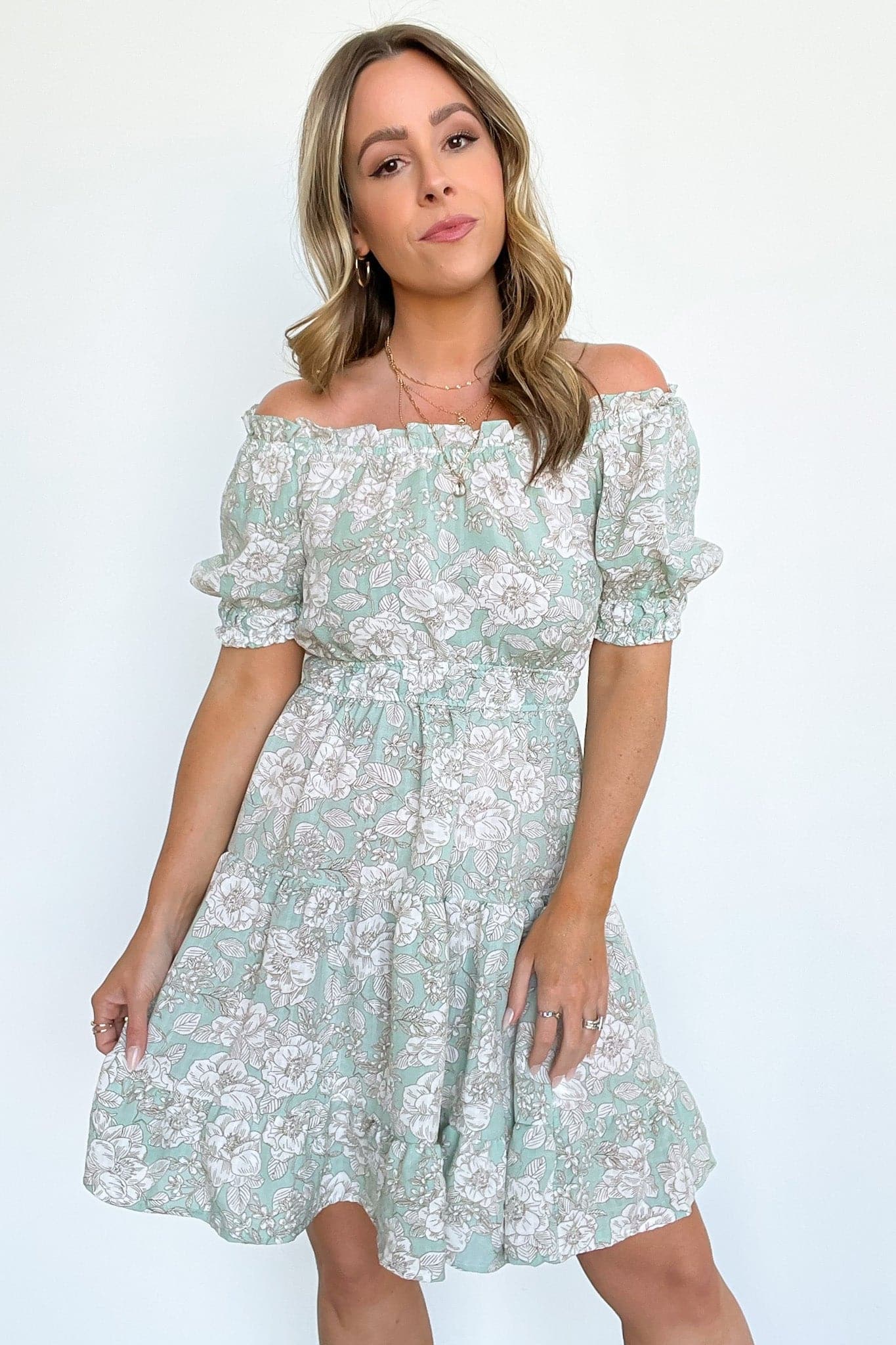  Dreamiest Darling Off Shoulder Ruffle Floral Dress - FINAL SALE - Madison and Mallory