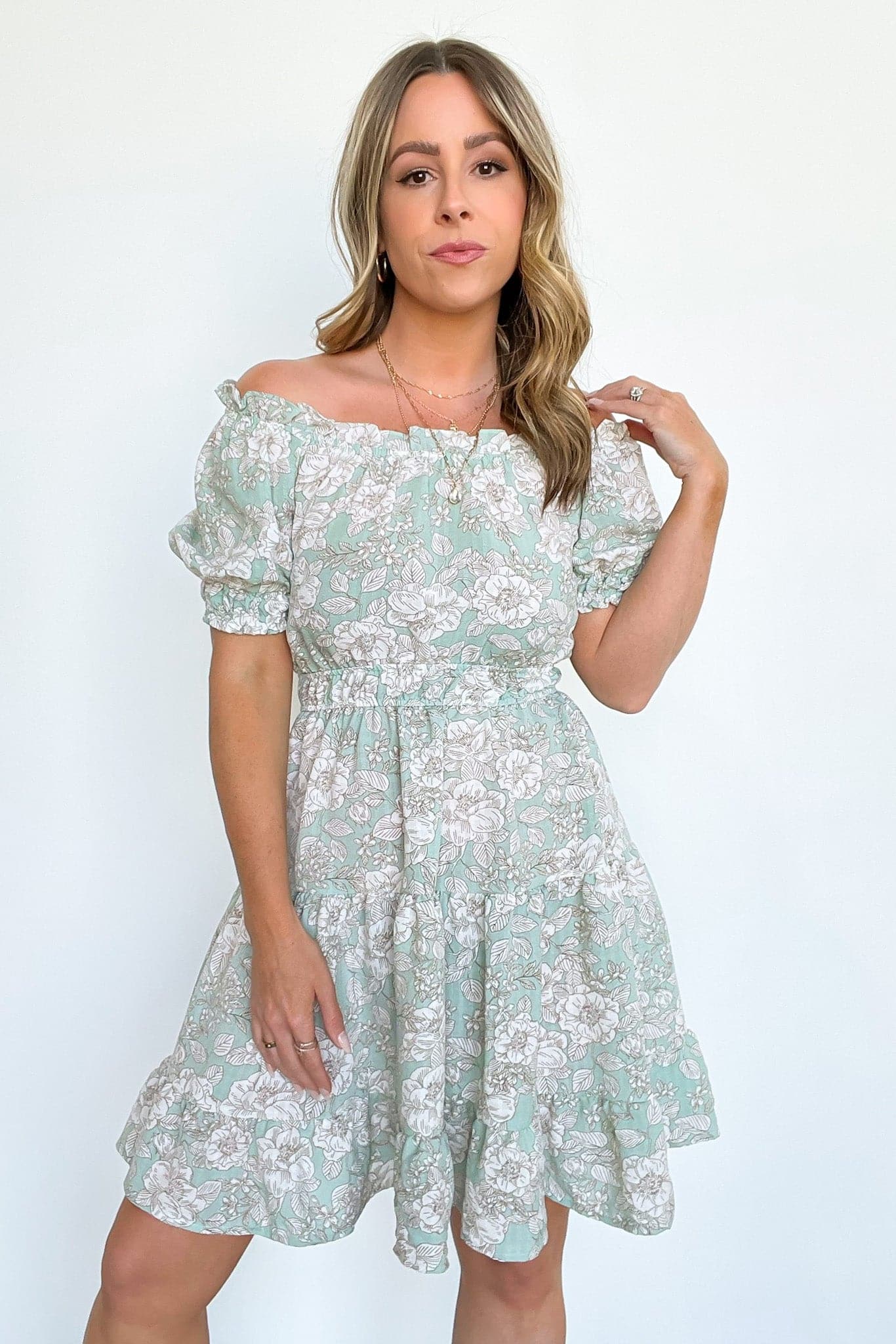  Dreamiest Darling Off Shoulder Ruffle Floral Dress - FINAL SALE - Madison and Mallory
