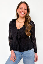 Dreamweaver Jacquard Knit Lace Romantic Ruffle Top - Madison and Mallory