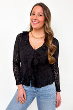 Dreamweaver Jacquard Knit Lace Romantic Ruffle Top - Madison and Mallory
