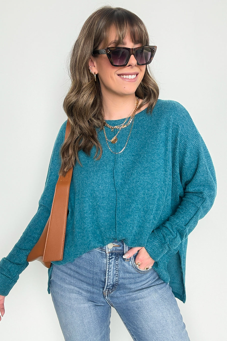 Teal / SM Dreamy Days Ribbed Center Seam Top - Madison and Mallory