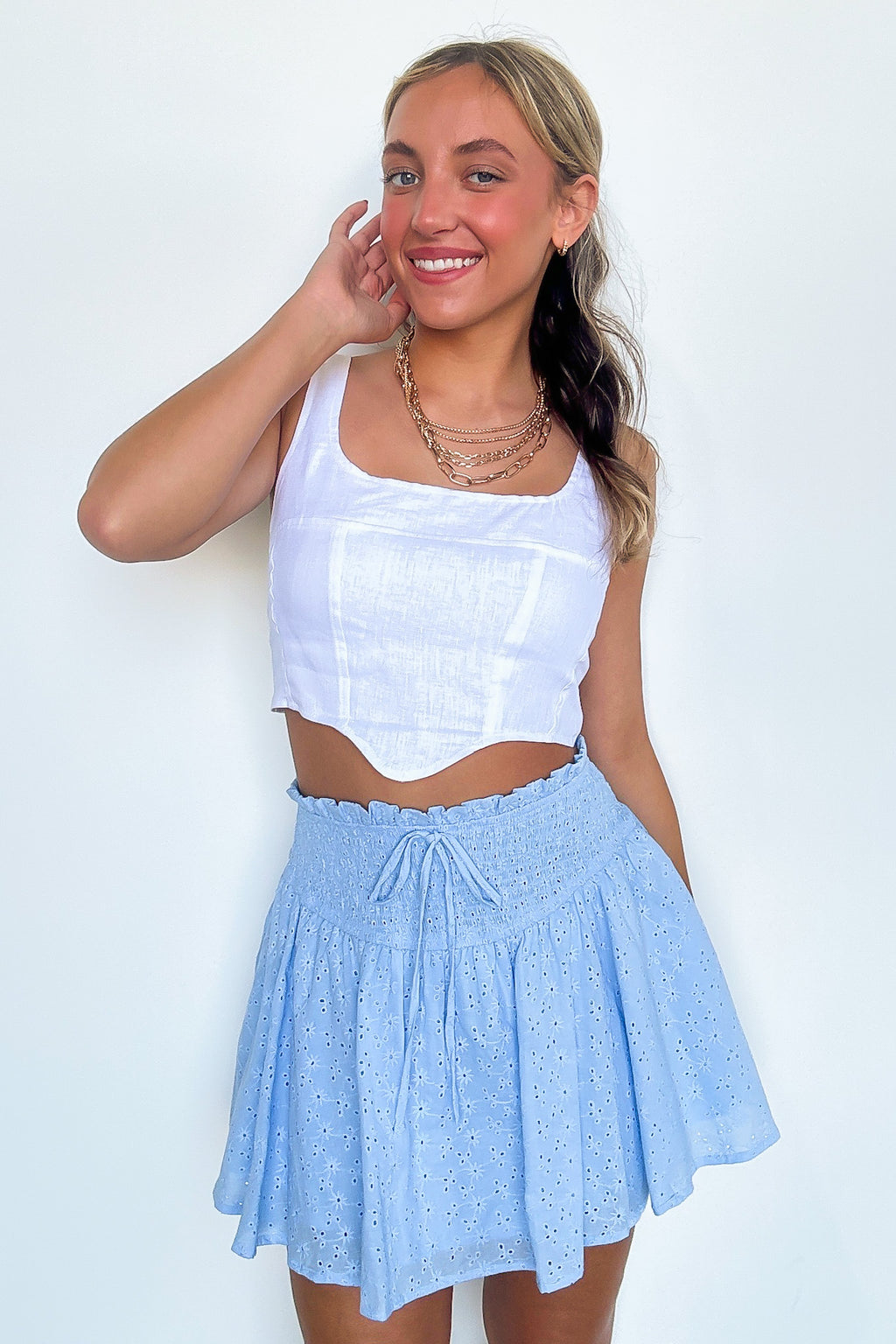 Dreamy Impression Eyelet Smocked Skirt - FINAL SALE - Madison and Mallory