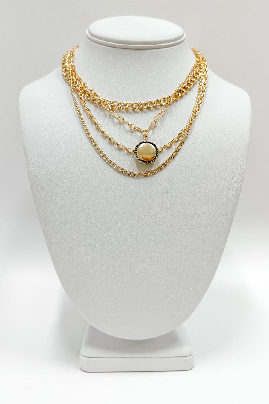 Gold Dreamy Shimmer Multi Layer Chain Pendant Necklace - Madison and Mallory