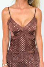 Dreamy Dot Lace Trim Midi Dress - Madison and Mallory